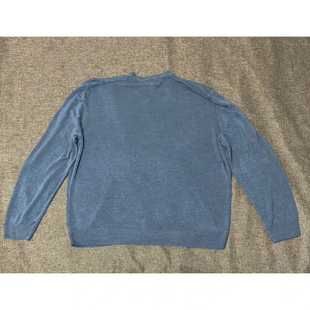 M&S Mens 3XL V-Neck Sweater Cashmilon Blue Denim Long Sleeve